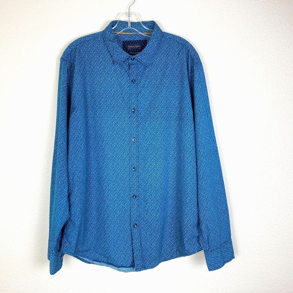 Gentlemen's Outfitters Men's Casual Button Down Shirt Size XL Blue Navy Floral